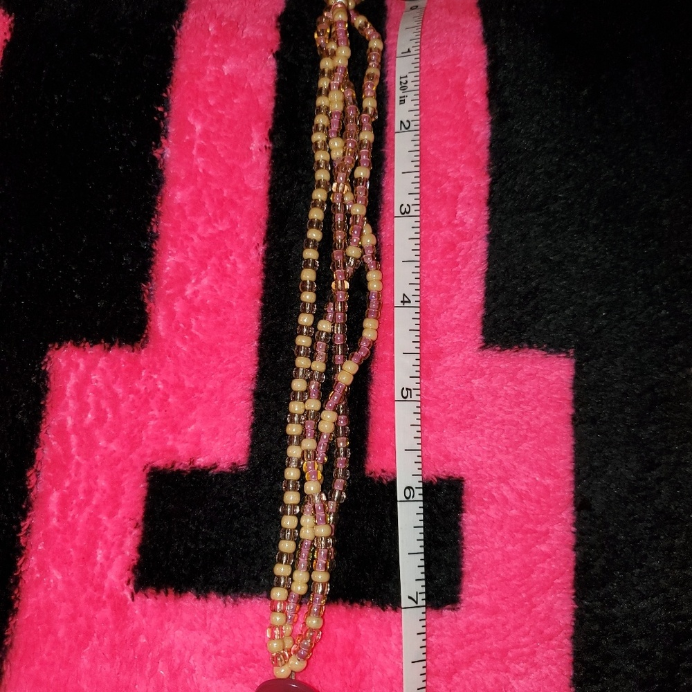4 Strand Glass Bead Bracelet W/ Vintage Button - Picture 4 of 7